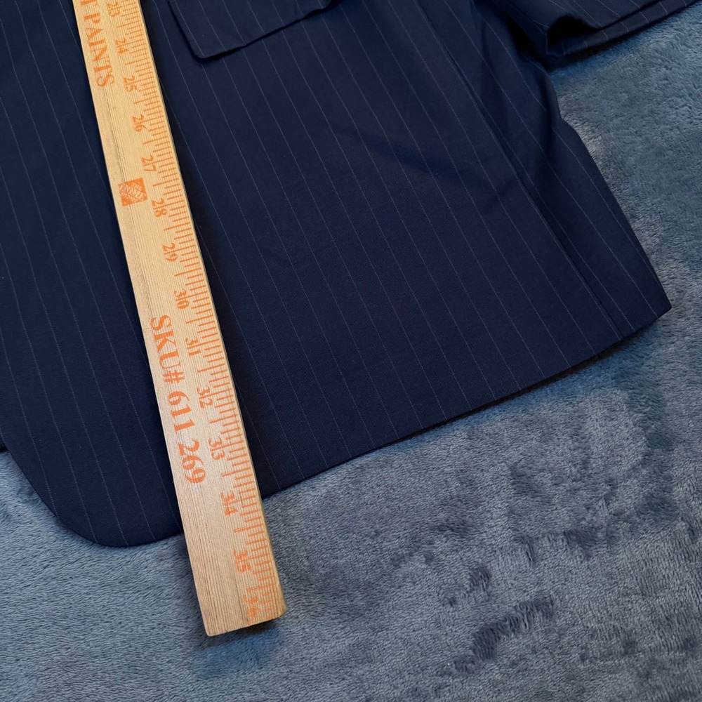 Hart Schaffner Marx Gold Trumpeter Suit Jacket Mens 50 R Navy Pinstripe Wool - Picture 8 of 10